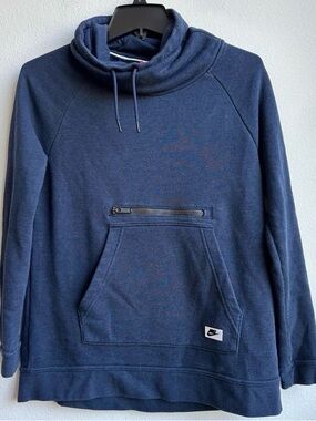 Nike Navy Blue Zipper Front Kangaroo Pocket Hoodie Athletic wear Size Xs